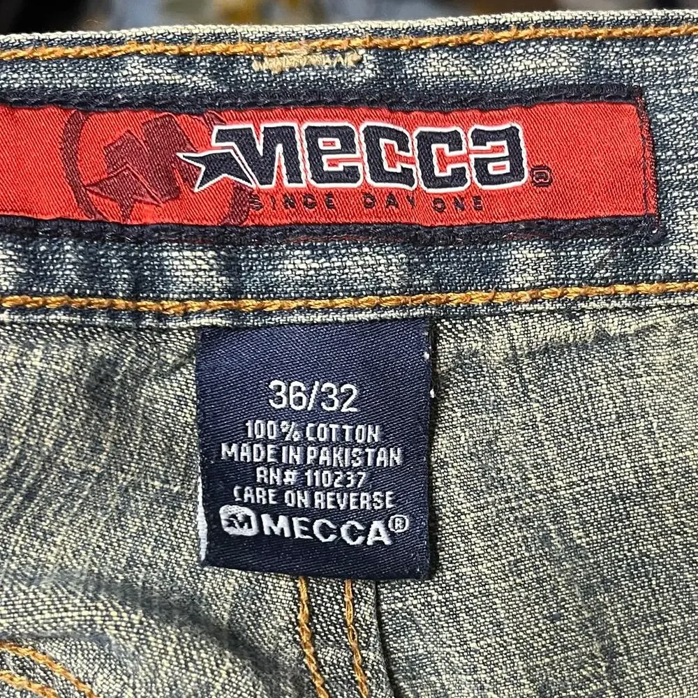VTG Y2K Mecca Jeans 36x32 Baggy Fit Grunge Skater JNCO Faded Wash 90s Hip Hop